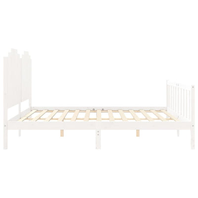 Bed Frame with Headboard White 200x200 cm Solid Wood