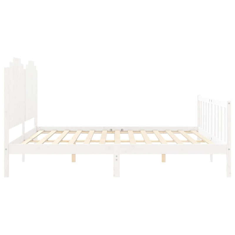 Bed Frame with Headboard White 200x200 cm Solid Wood