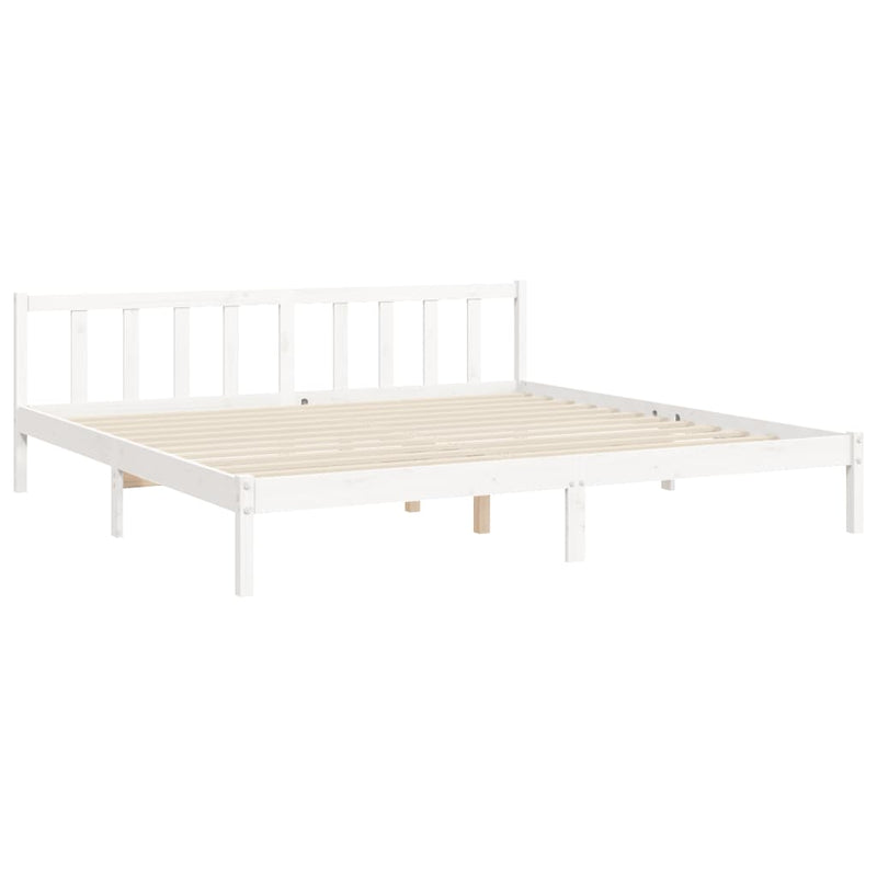 Bed Frame with Headboard White 200x200 cm Solid Wood