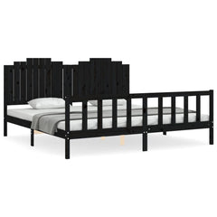 vidaXL Bed Frame without Mattress Black 200x200 cm Solid Wood Pine 2