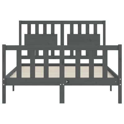 Bed Frame with Headboard Grey 140x190 cm Solid Wood