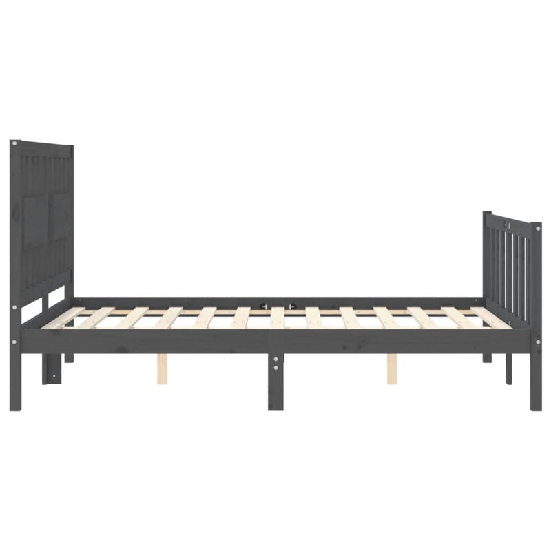 Bed Frame with Headboard Grey 140x190 cm Solid Wood