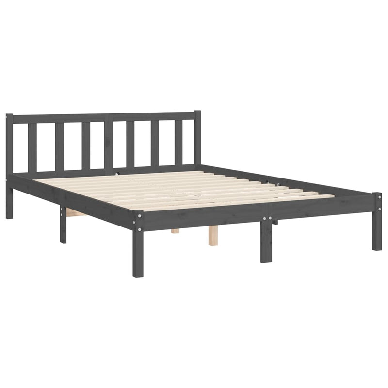 Bed Frame with Headboard Grey 140x190 cm Solid Wood