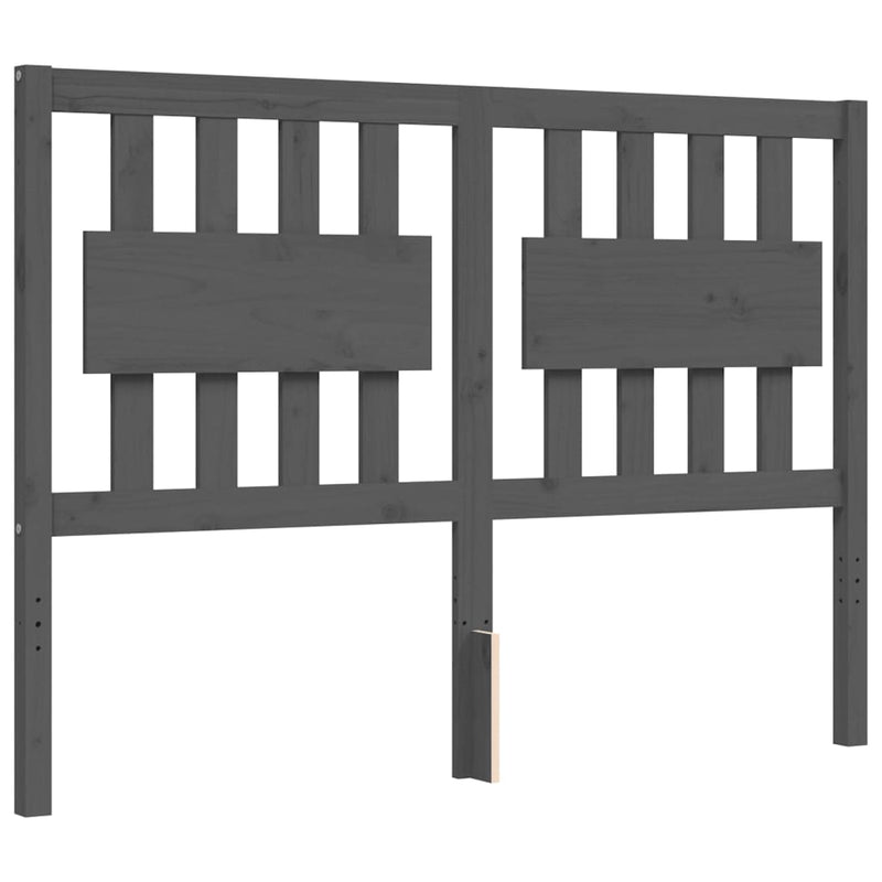 Bed Frame with Headboard Grey 140x190 cm Solid Wood