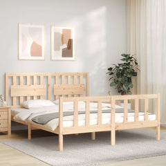 Bed Frame without Mattress Solid Wood Pine Length 200 cm Natural 160 cm