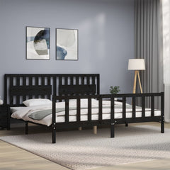 vidaXL Bed Frame without Mattress Black 200x200 cm Solid Wood Pine 4