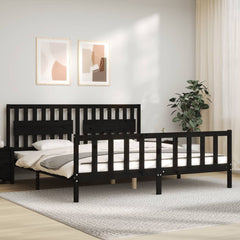 vidaXL Bed Frame without Mattress Black 200x200 cm Solid Wood Pine 1
