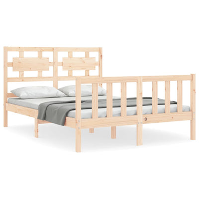 Bed Frame with Headboard Small Double Solid Wood