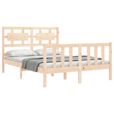 Bed Frame with Headboard Small Double Solid Wood