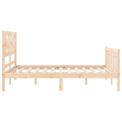 Bed Frame with Headboard Small Double Solid Wood