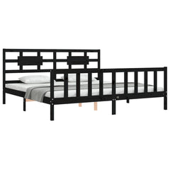 vidaXL Bed Frame without Mattress Black 200x200 cm Solid Wood Pine 4