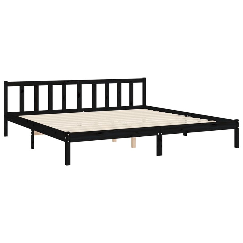 Bed Frame with Headboard Black Super King Size Solid Wood