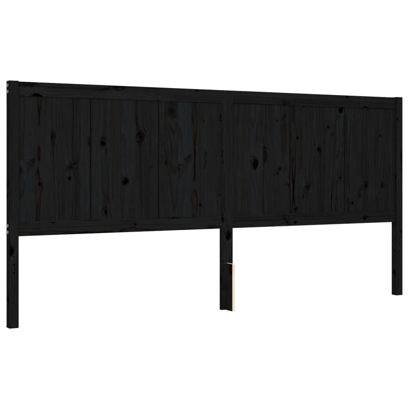 Bed Frame with Headboard Black Super King Size Solid Wood