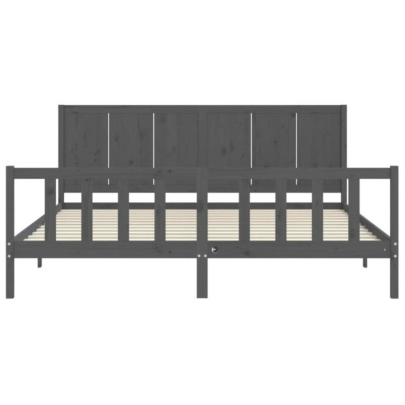 Bed Frame with Headboard Grey 200x200 cm Solid Wood