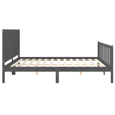 Bed Frame with Headboard Grey 200x200 cm Solid Wood