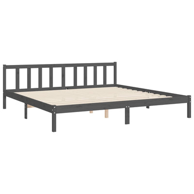 Bed Frame with Headboard Grey 200x200 cm Solid Wood