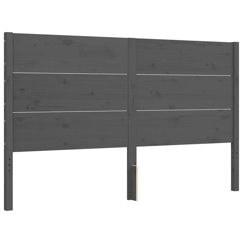 Bed Frame with Headboard Grey King Size Solid Wood