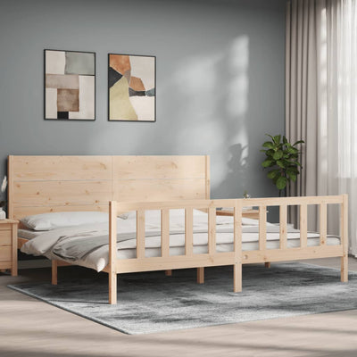 Bed Frame with Headboard 200x200 cm Solid Wood