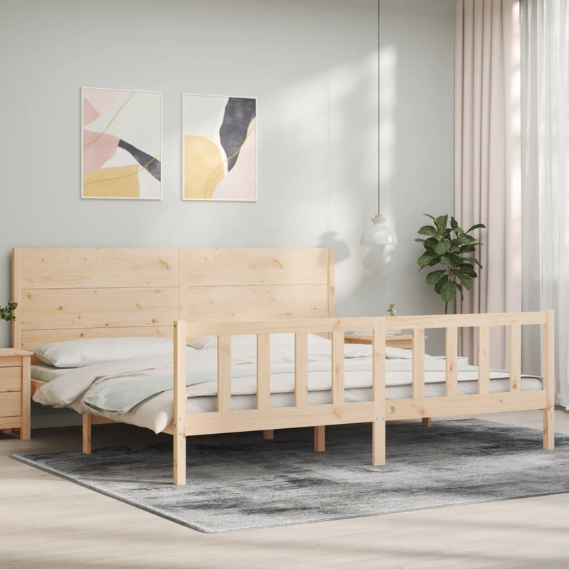 Bed Frame with Headboard 200x200 cm Solid Wood