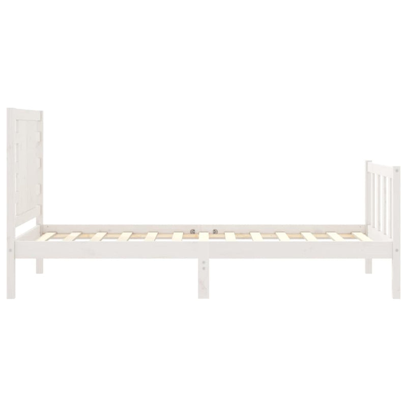 Bed Frame with Headboard White Single Solid Wood