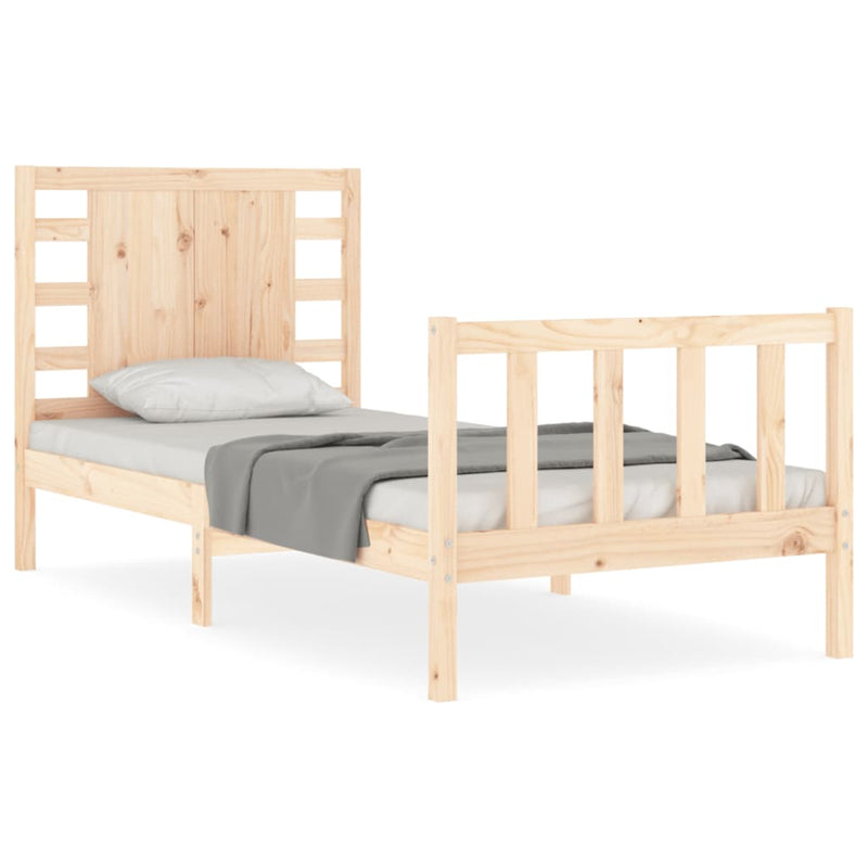 Bed Frame with Headboard 90x200 cm Solid Wood