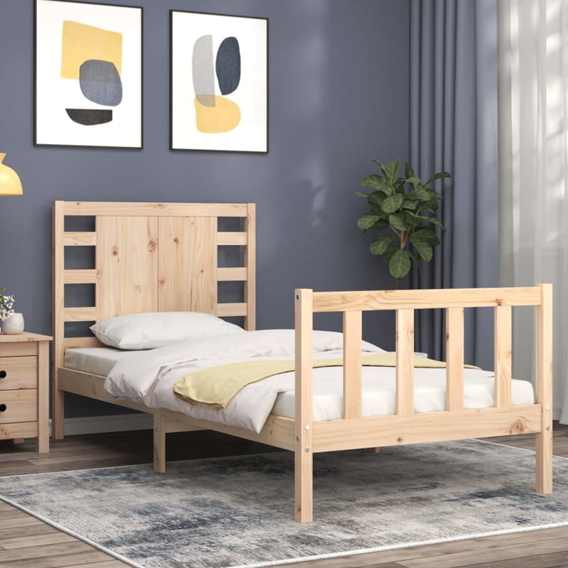 Bed Frame with Headboard 90x200 cm Solid Wood