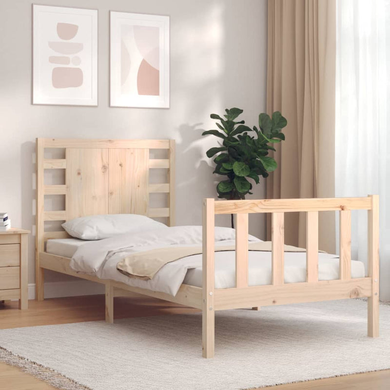 Bed Frame with Headboard 90x200 cm Solid Wood