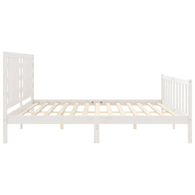 Bed Frame with Headboard White Super King Size Solid Wood