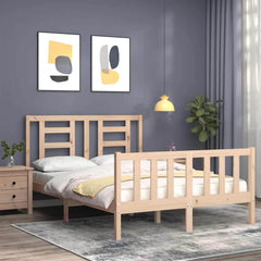 Bed Frame without Mattress Solid Wood Pine Length 200 cm Natural 140 cm