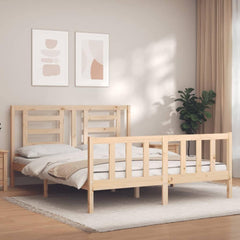 Bed Frame without Mattress Solid Wood Pine Length 200 cm Natural 160 cm