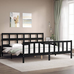 vidaXL Bed Frame without Mattress Black 200x200 cm Solid Wood Pine 4