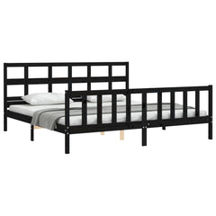 vidaXL Bed Frame without Mattress Black 200x200 cm Solid Wood Pine 3