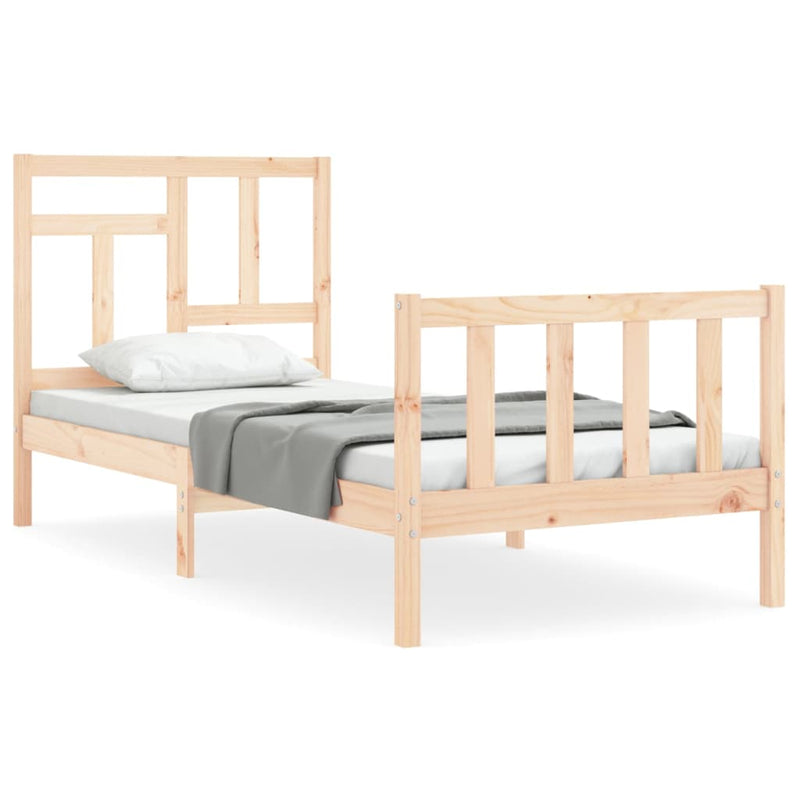 Bed Frame with Headboard Small Single Solid Wood