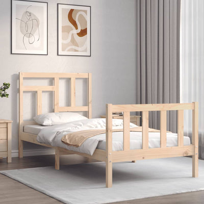 Bed Frame with Headboard Small Single Solid Wood