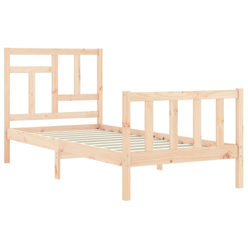 Bed Frame with Headboard Small Single Solid Wood