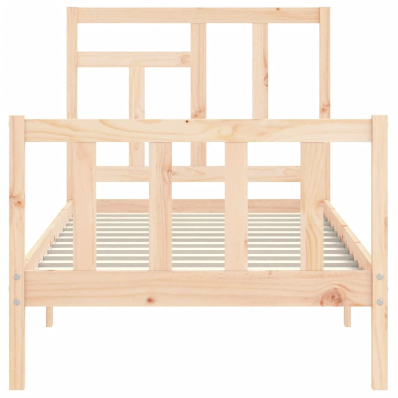 Bed Frame with Headboard Small Single Solid Wood