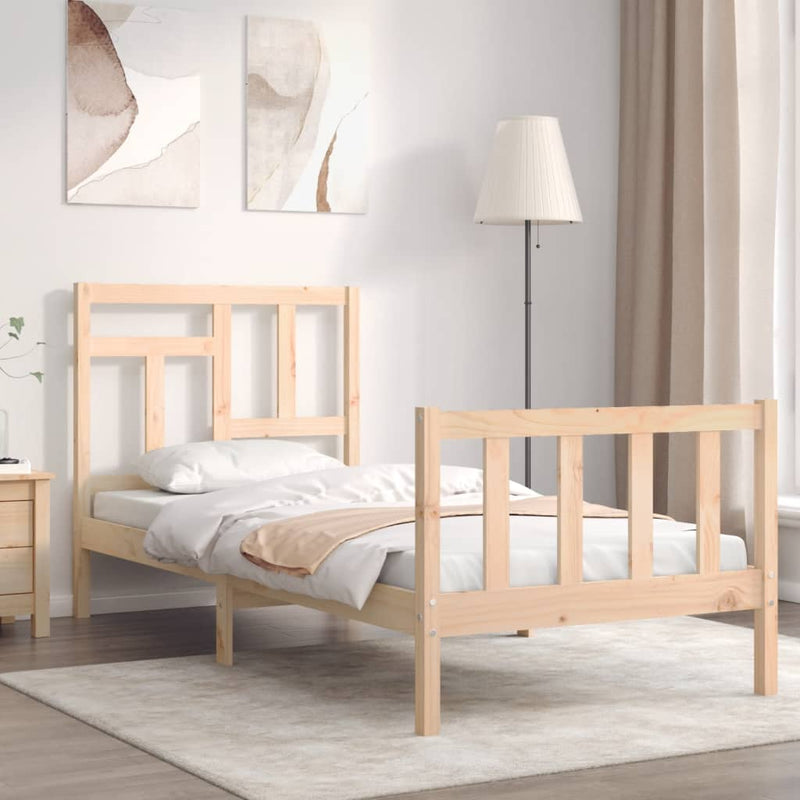 Bed Frame with Headboard Small Single Solid Wood