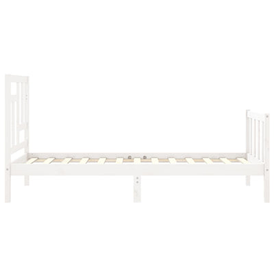 Bed Frame with Headboard White Single Solid Wood