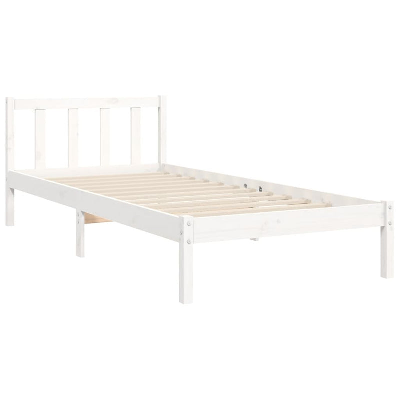 Bed Frame with Headboard White Single Solid Wood