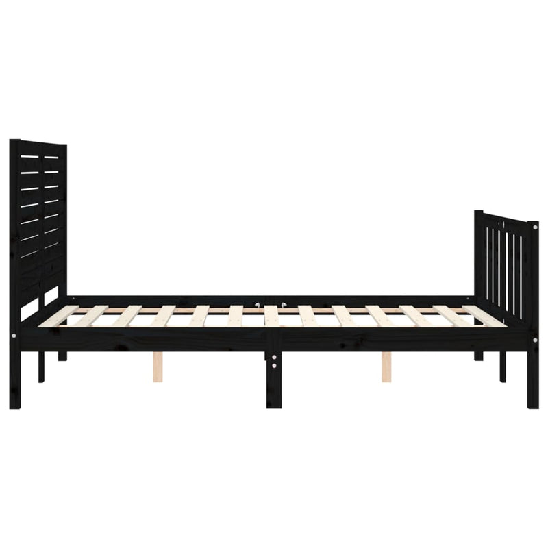 Bed Frame with Headboard Black 120x200 cm Solid Wood