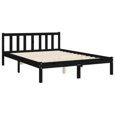 Bed Frame with Headboard Black 120x200 cm Solid Wood