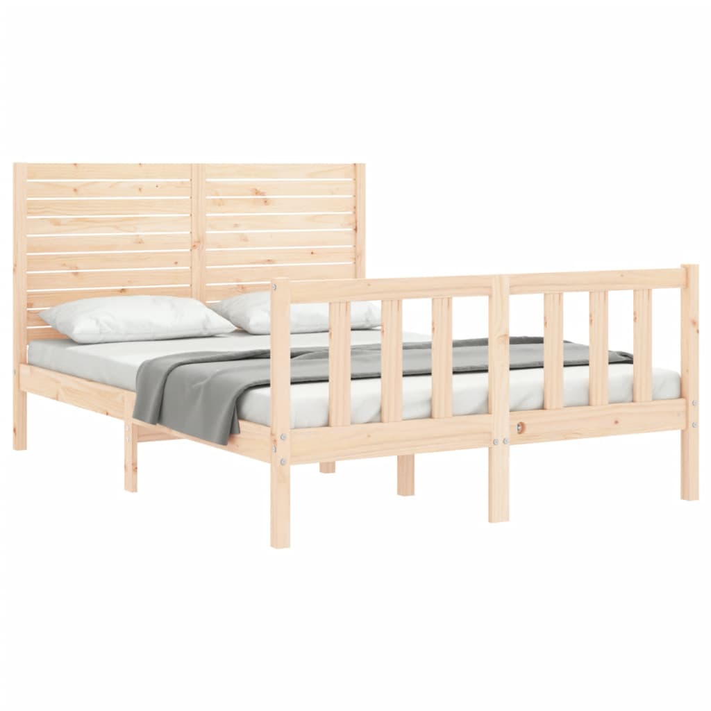 Bed Frame without Mattress Solid Wood Pine Length 200 cm Natural 140 cm