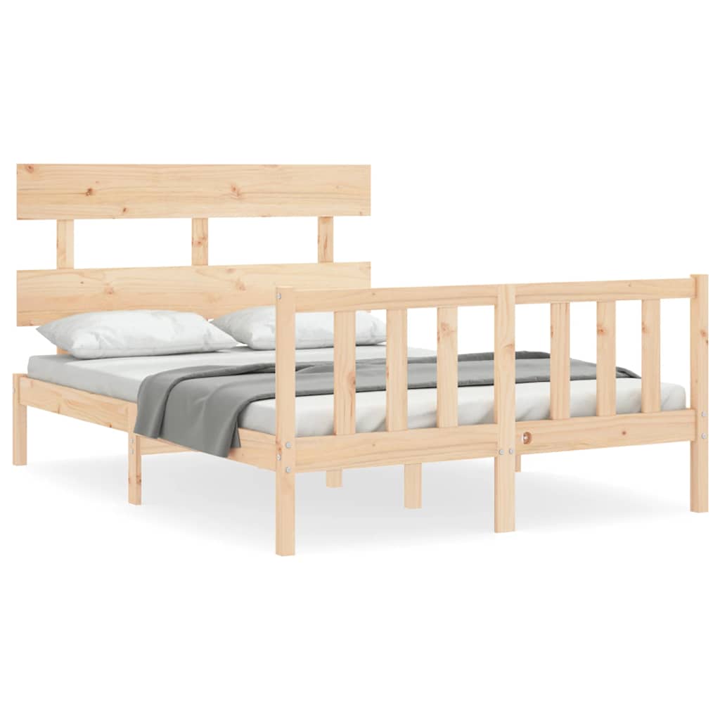Bed Frame without Mattress Solid Wood Pine with Headboard & Footboard Length 200 cm Natural 140 cm