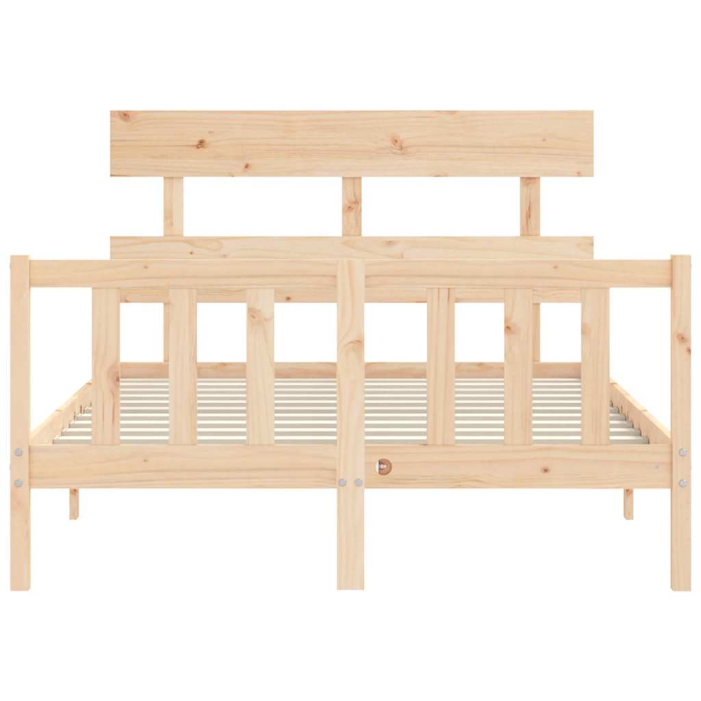 Bed Frame without Mattress Solid Wood Pine with Headboard & Footboard Length 200 cm Natural 140 cm