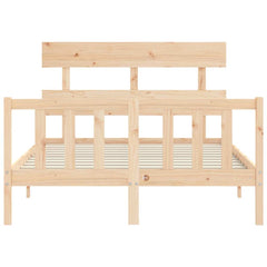 Bed Frame without Mattress Solid Wood Pine with Headboard & Footboard Length 200 cm Natural 140 cm