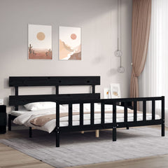 vidaXL Bed Frame without Mattress Black 200x200 cm Solid Wood Pine 1