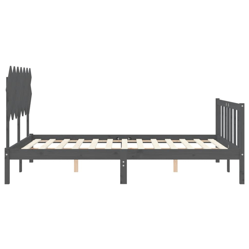 Bed Frame with Headboard Grey 140x190 cm Solid Wood