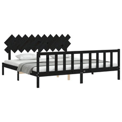 vidaXL Bed Frame without Mattress Black 200x200 cm Solid Wood Pine 3