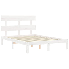 Bed Frame without Mattress Solid Wood Pine with Headboard Length 200 cm White 120 cm