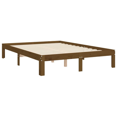 Bed Frame with Headboard Honey Brown 140x200 cm Solid Wood